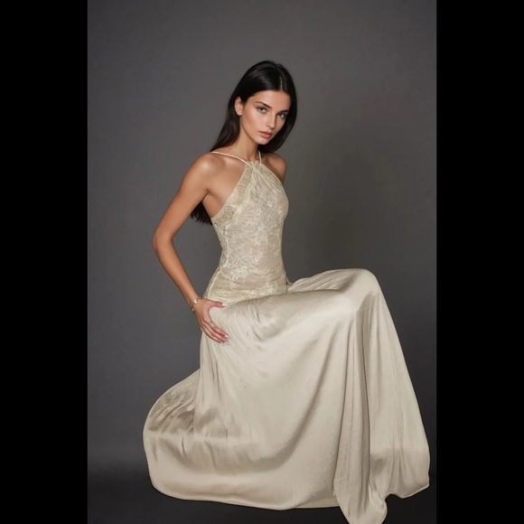 Innovare Denim - Cadwalader Lace Floral Ruch Maxi Dress - Size S - Picture 4 of 5